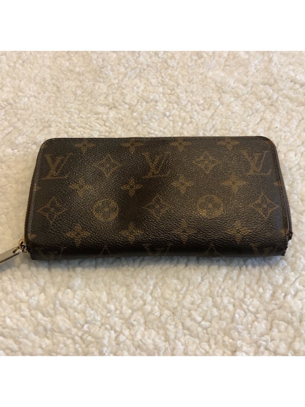 Louis Vuitton Monogram Zip Wallet - Dark Brown with Gold Accents size 9x4.5